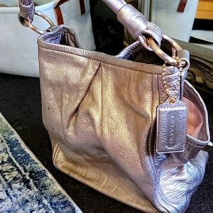 Pebble Leather Metallic Coach purse